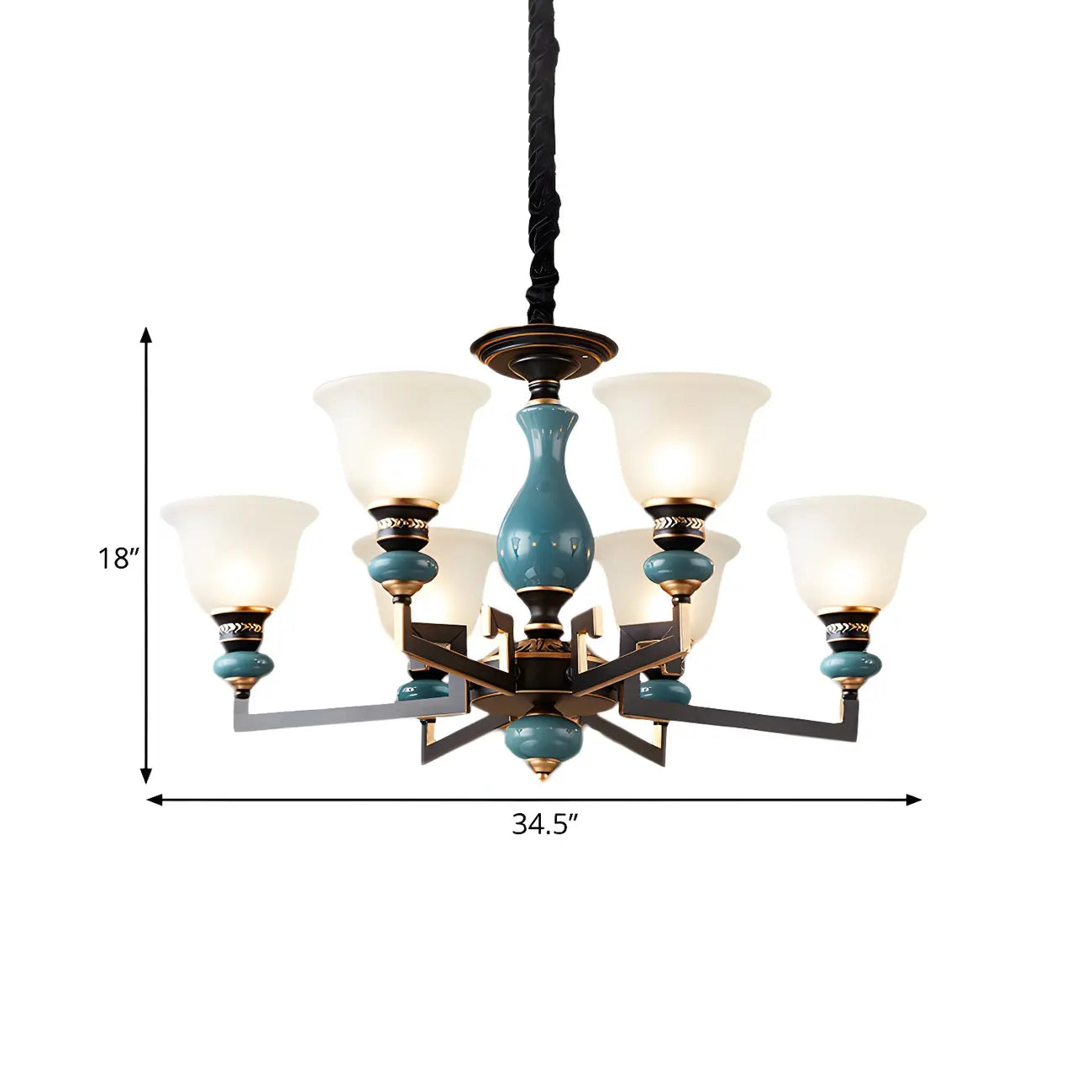 Black Ceramic Glass Geometric Chandelier Light