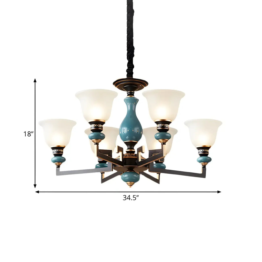 Black Ceramic Glass Geometric Chandelier Light