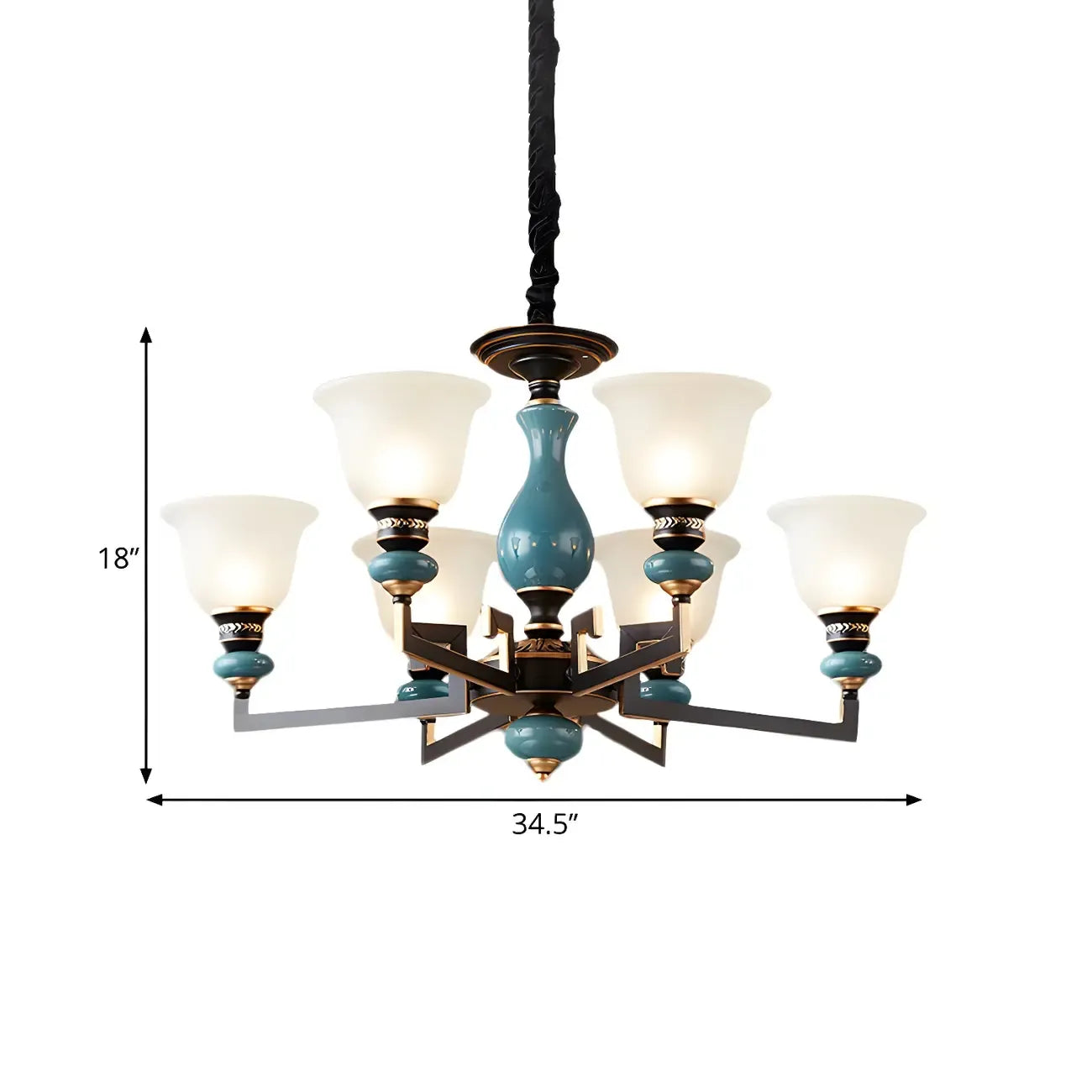 Black Ceramic Glass Geometric Chandelier Light