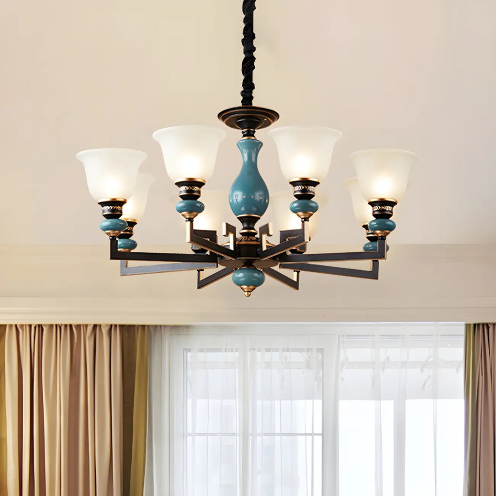Black Ceramic Glass Geometric Chandelier Light