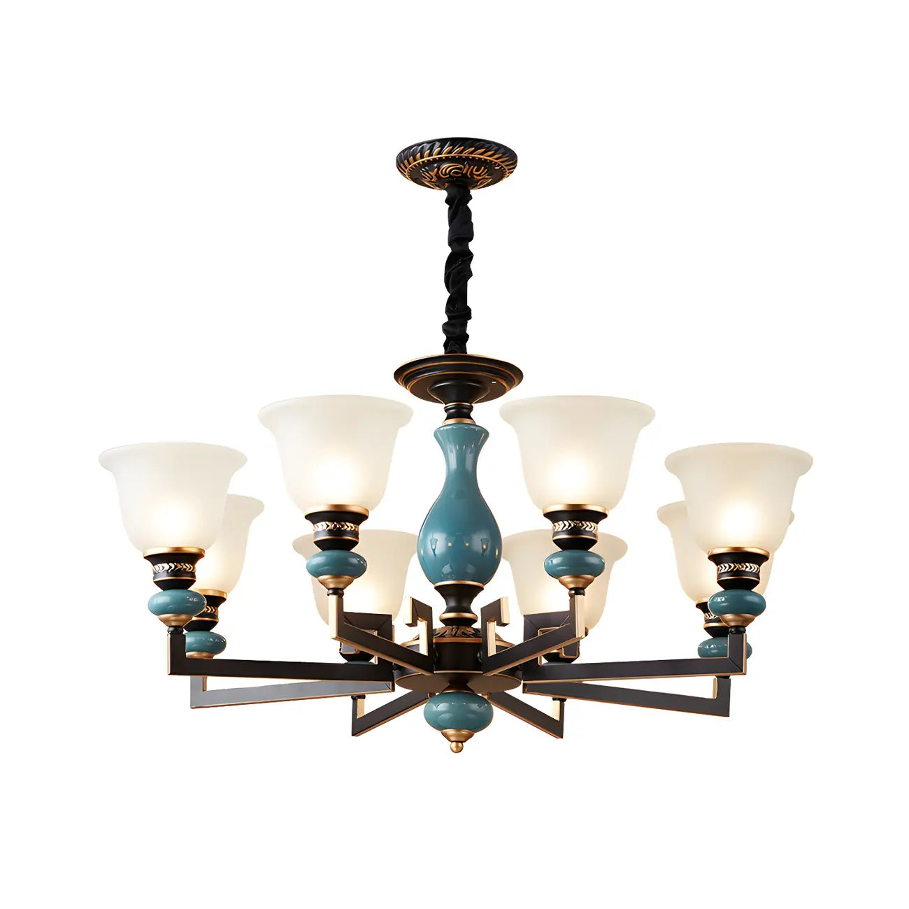 Black Ceramic Glass Geometric Chandelier Light