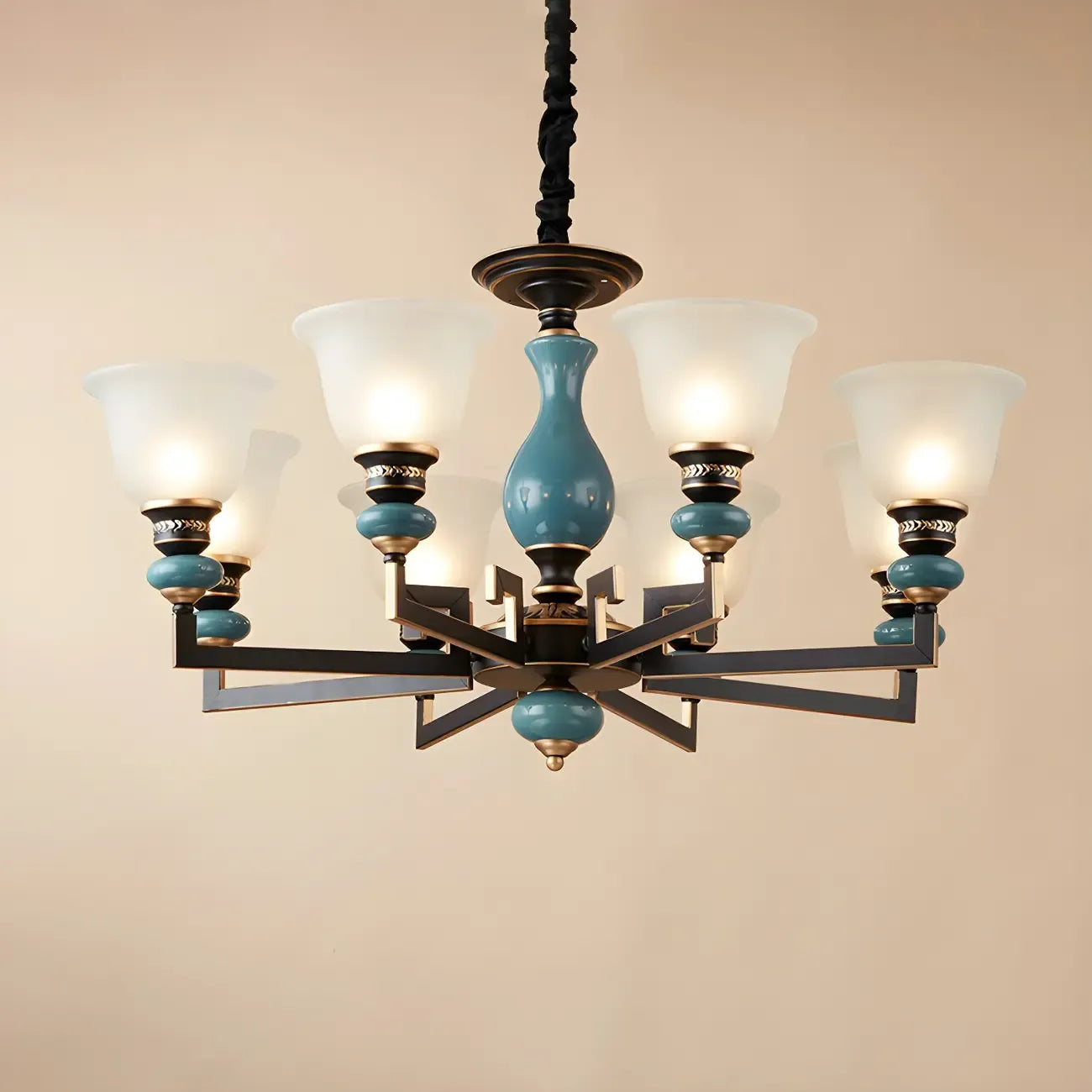 Black Ceramic Glass Geometric Chandelier Light