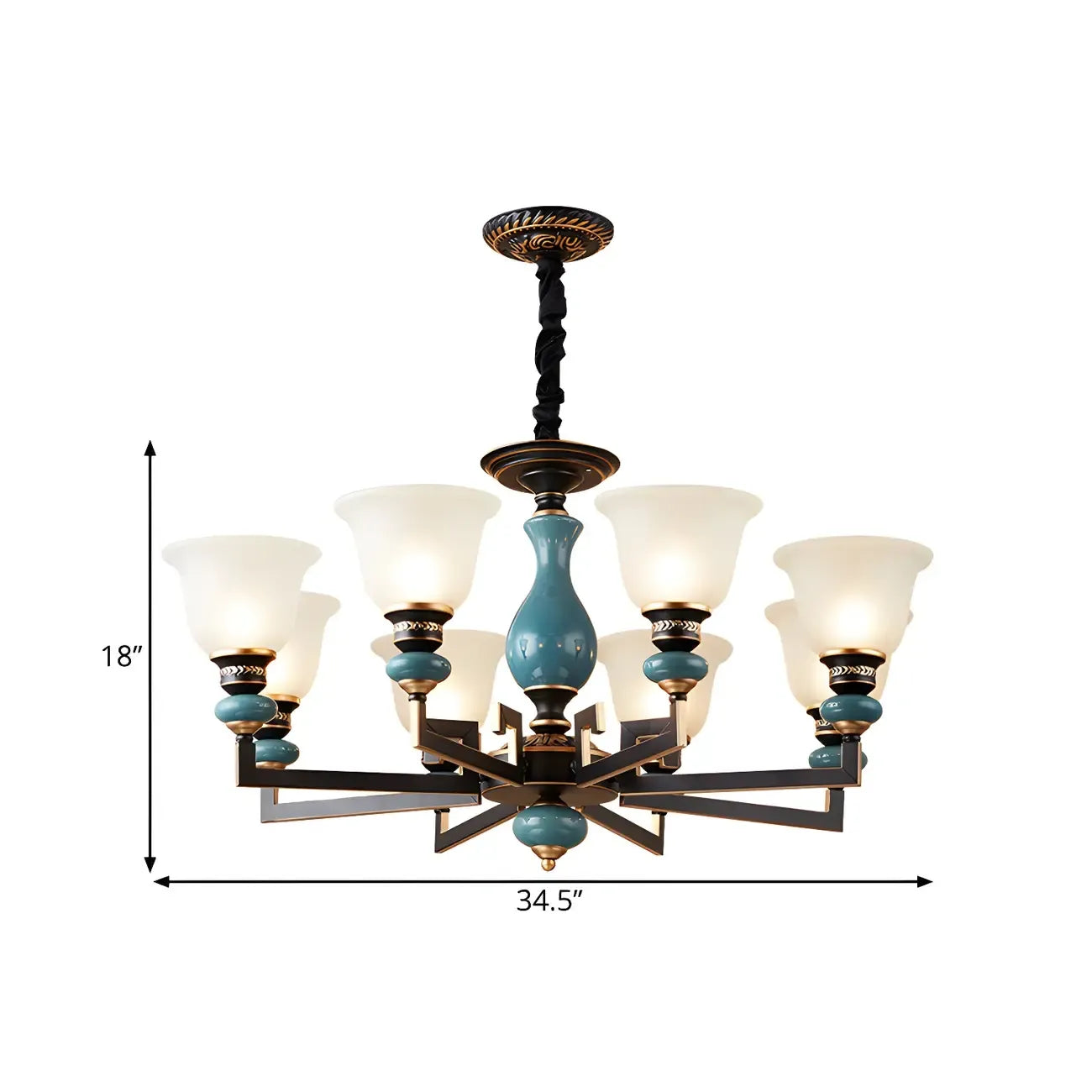 Black Ceramic Glass Geometric Chandelier Light