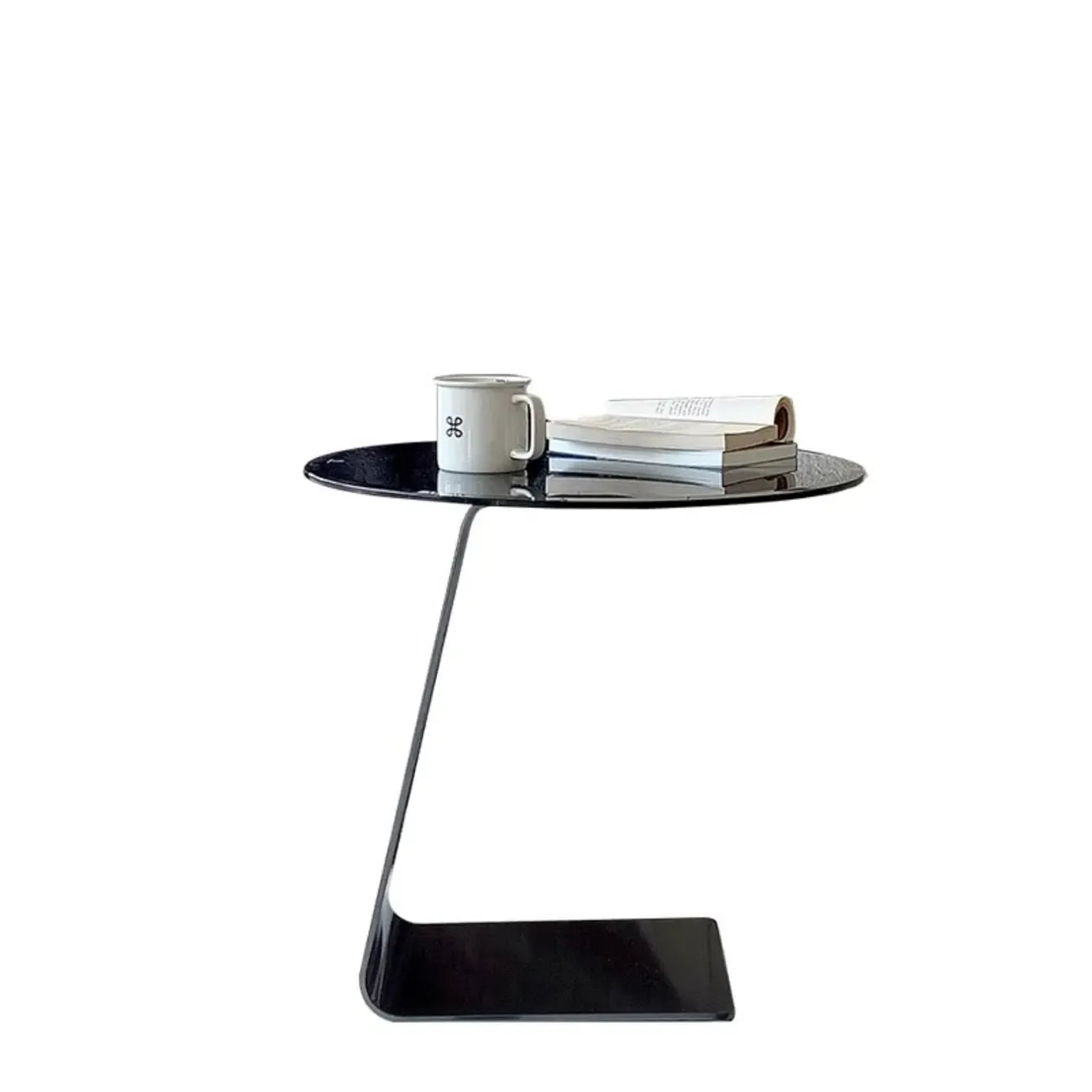 Classic Glass Round End Table with Acrylic Base for Living Room
