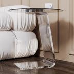 Classic Glass Round End Table with Acrylic Base for Living Room