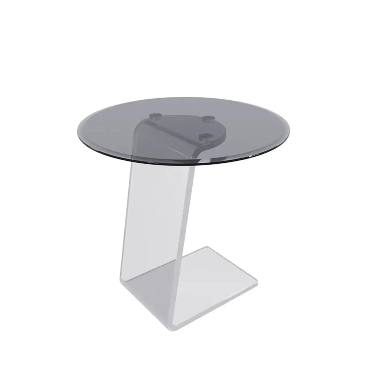 Classic Glass Round End Table with Acrylic Base for Living Room