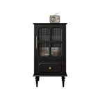 Classic Black Wooden Ribbed Glass Pane Storage Cabinet