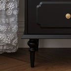 Classic Black Wooden Ribbed Glass Pane Storage Cabinet