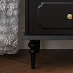 Classic Black Wooden Ribbed Glass Pane Storage Cabinet