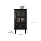 Classic Black Wooden Ribbed Glass Pane Storage Cabinet