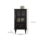Classic Black Wooden Ribbed Glass Pane Storage Cabinet