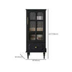 Classic Black Wooden Ribbed Glass Pane Storage Cabinet