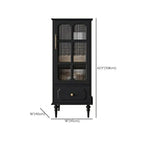 Classic Black Wooden Ribbed Glass Pane Storage Cabinet