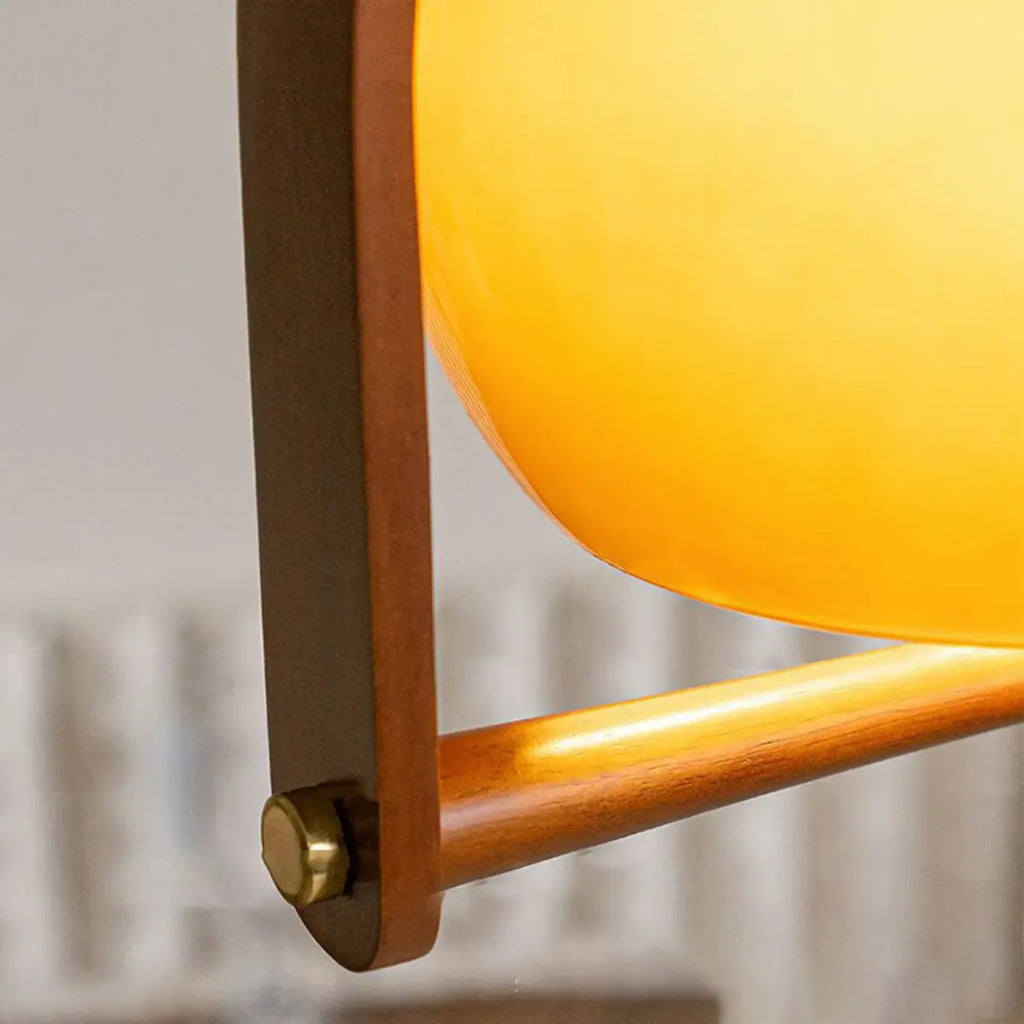 Coffee Glass Wood Dome Adjustable Pendant Light
