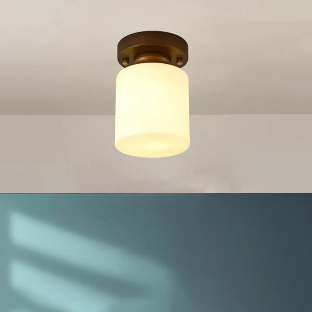 5 to 9 Inch Cube Glass Metal Semi Flush Ceiling Light