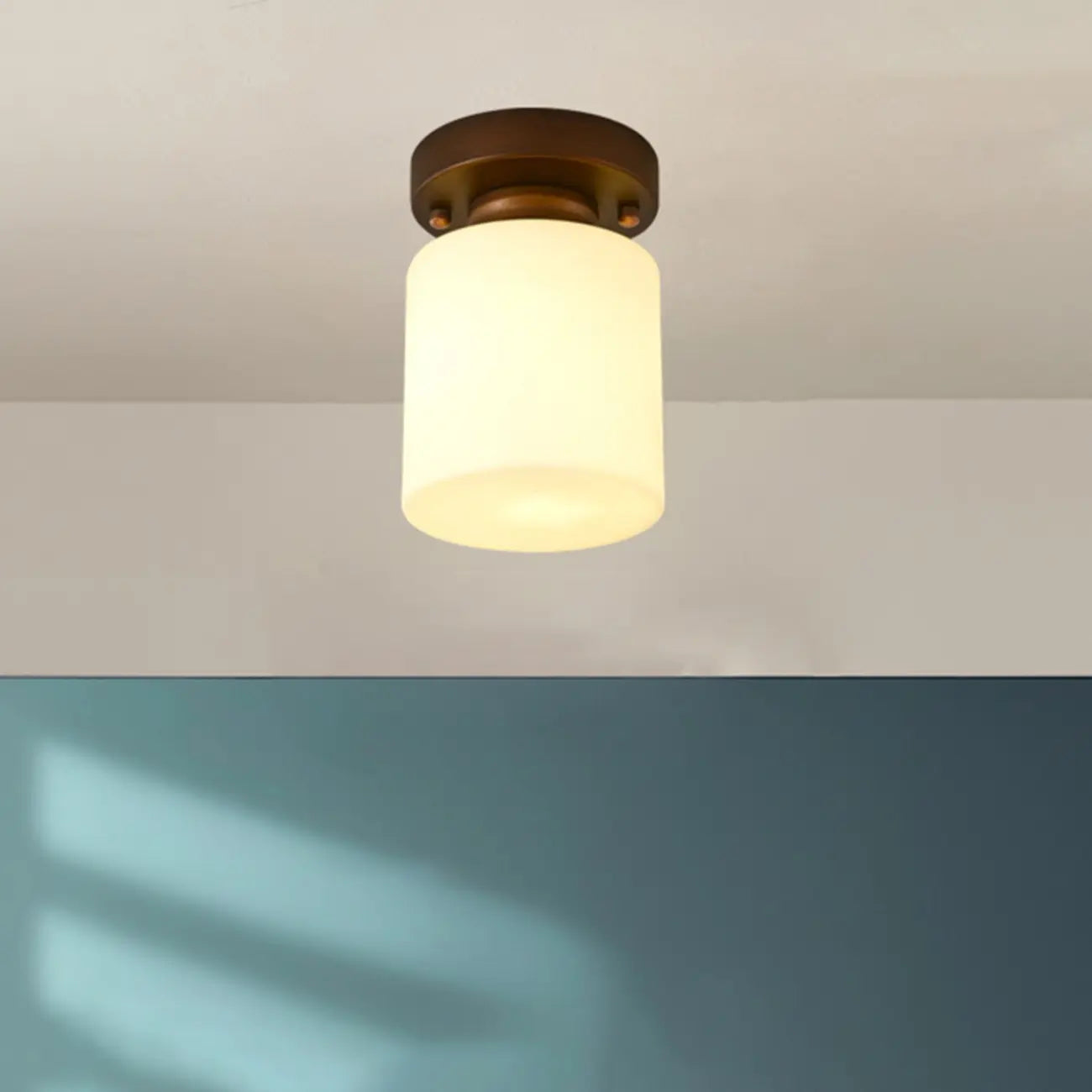 5 to 9 Inch Cube Glass Metal Semi Flush Ceiling Light