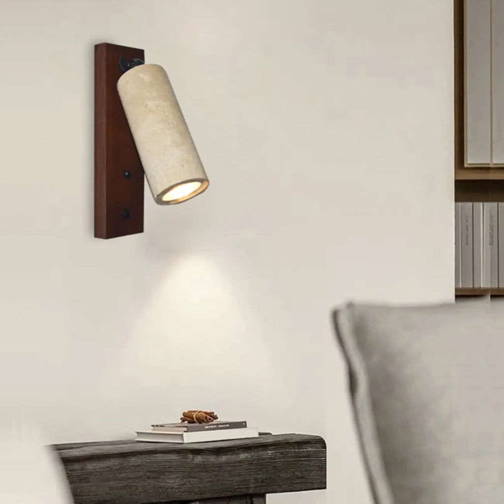 Minimalist Beige Stone Geometric Adjustable Wall Sconce