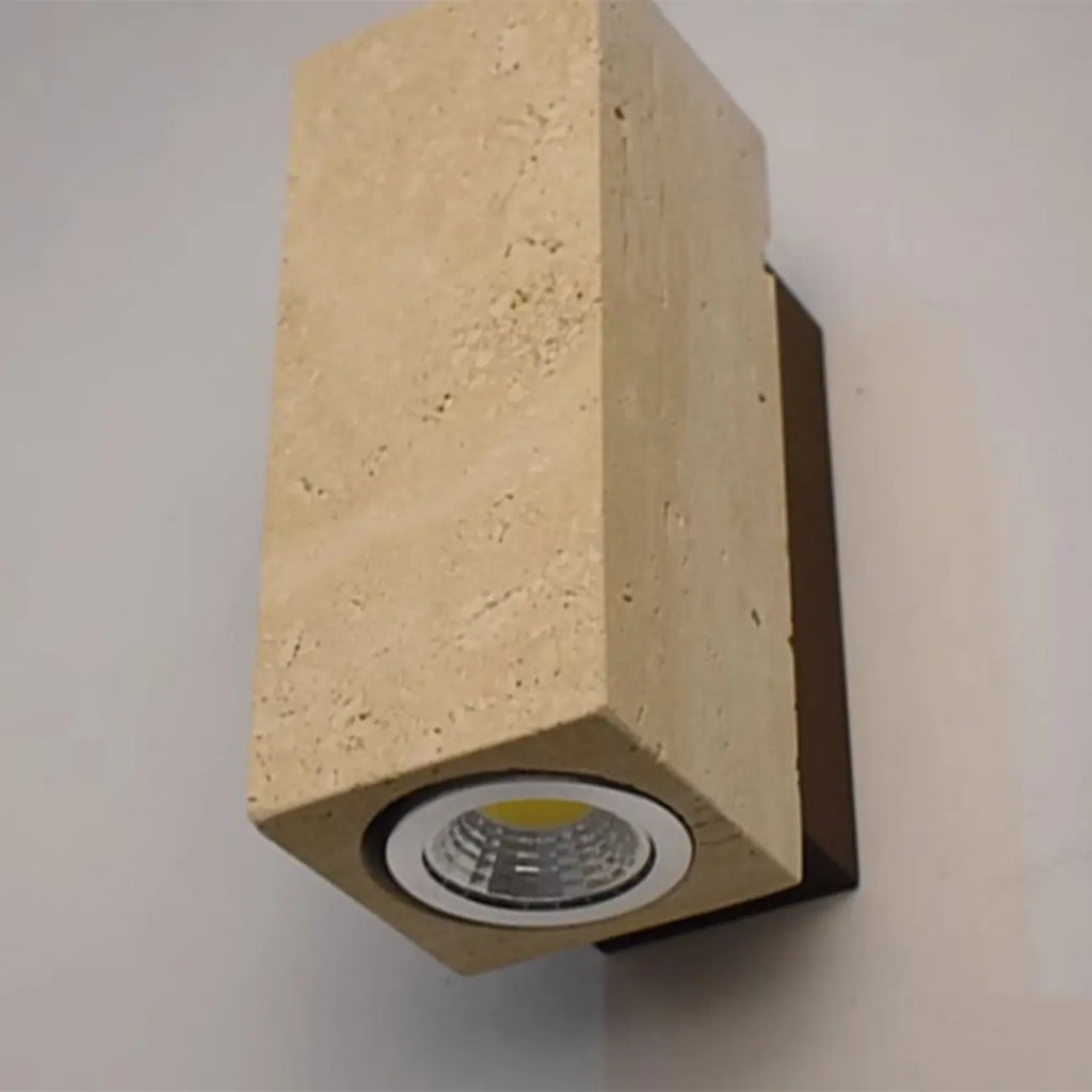 Minimalist Beige Stone Geometric Adjustable Wall Sconce