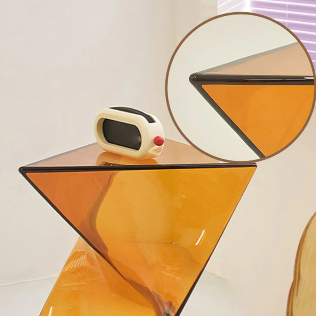 Living Room Acrylic Triangle Side Table with Twisted Base