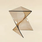 Living Room Acrylic Triangle Side Table with Twisted Base