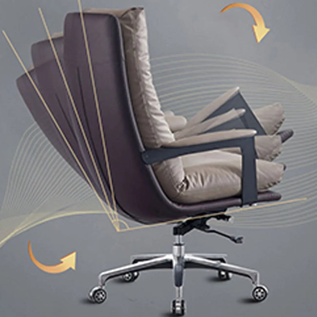 Rotatable Lifting Gray Leather Office Chairs with Wheels
