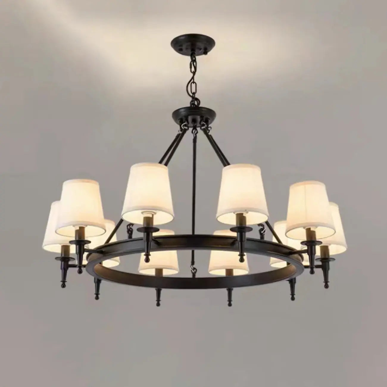 America Country Ring Fabric Lampshade Black Chandelier
