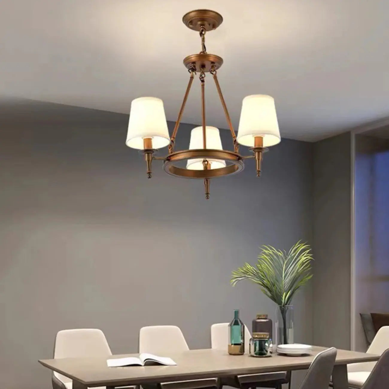America Country Ring Fabric Lampshade Black Chandelier