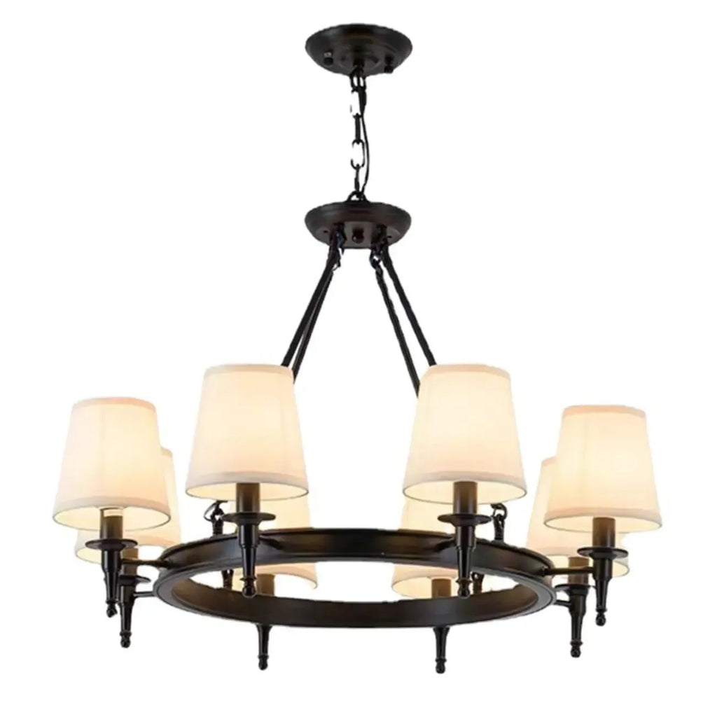 America Country Ring Fabric Lampshade Black Chandelier