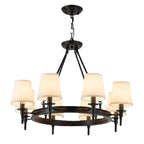 America Country Ring Fabric Lampshade Black Chandelier