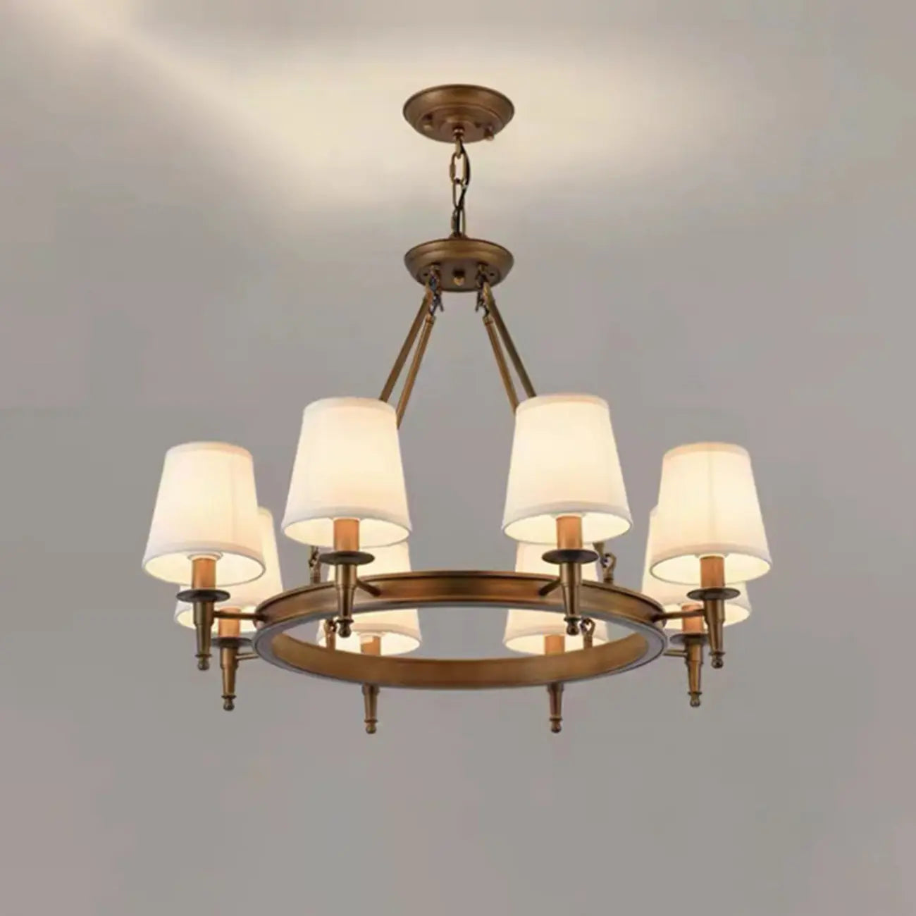 America Country Ring Fabric Lampshade Black Chandelier