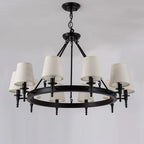 America Country Ring Fabric Lampshade Black Chandelier