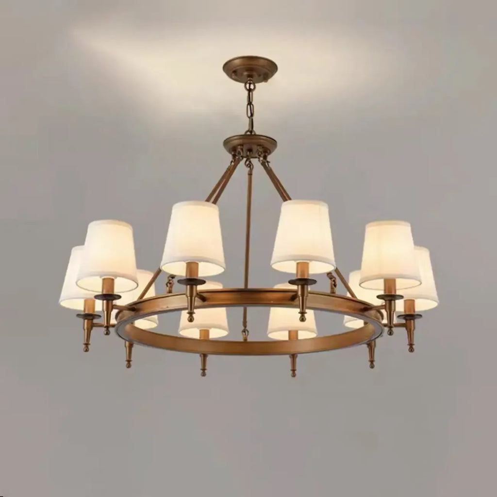 America Country Ring Fabric Lampshade Black Chandelier