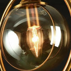 1-Light Circular Brass Glass Ball Semi Flush Ceiling Light