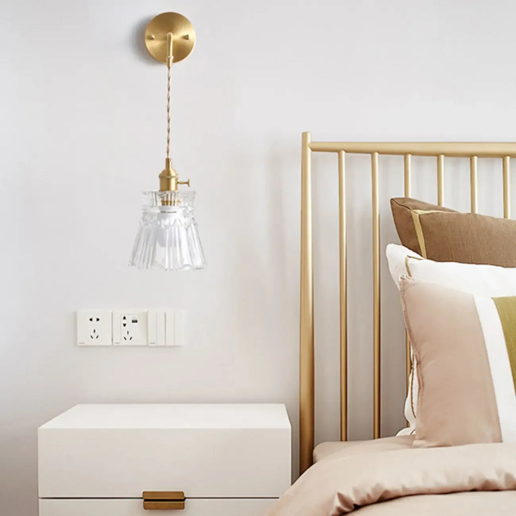 Elegant Cylinderial Gold Glass Wall Sconce
