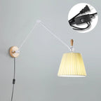 Cylinder Beige Swing Arm Wall Light for Learning Space