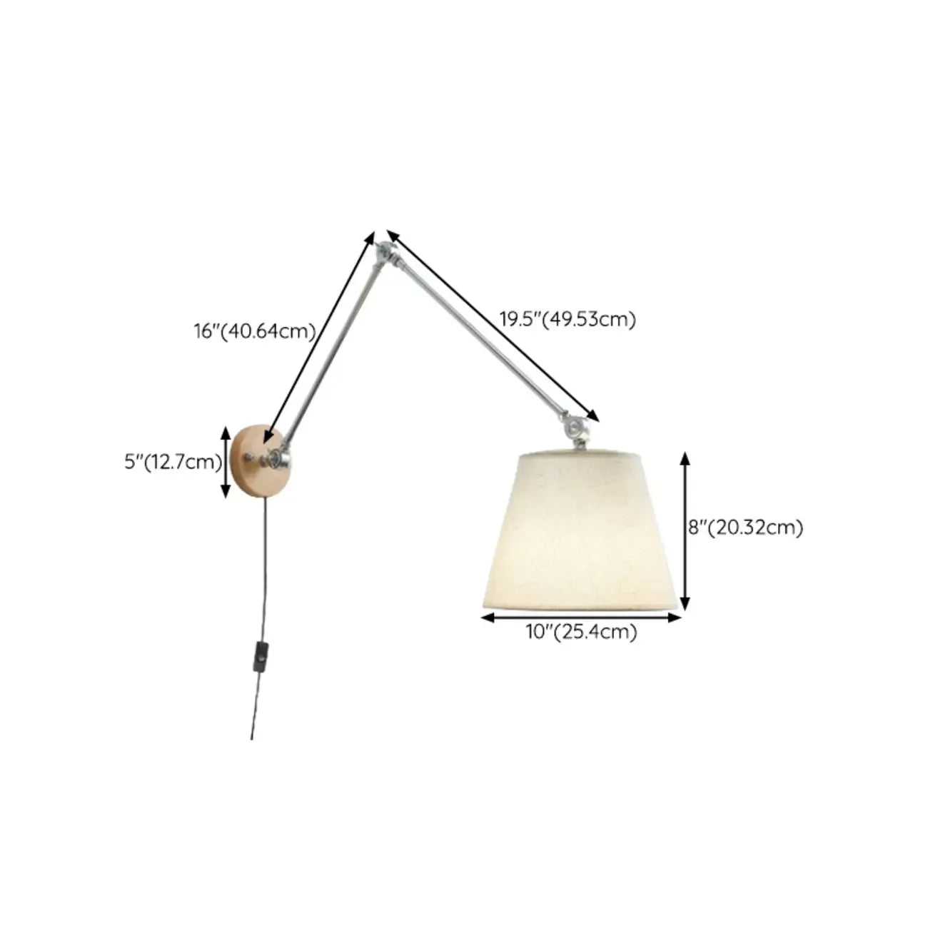 Cylinder Beige Swing Arm Wall Light for Learning Space