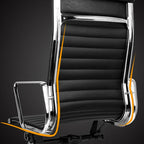 Beige Leather Adjustable High-Back Swivel Office Chair