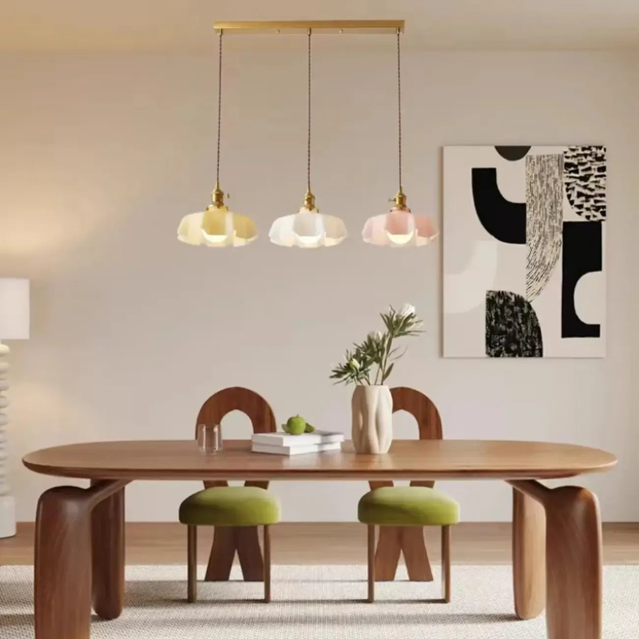 Colorful 3-Light Glass Island Pendant Lights for Kitchen