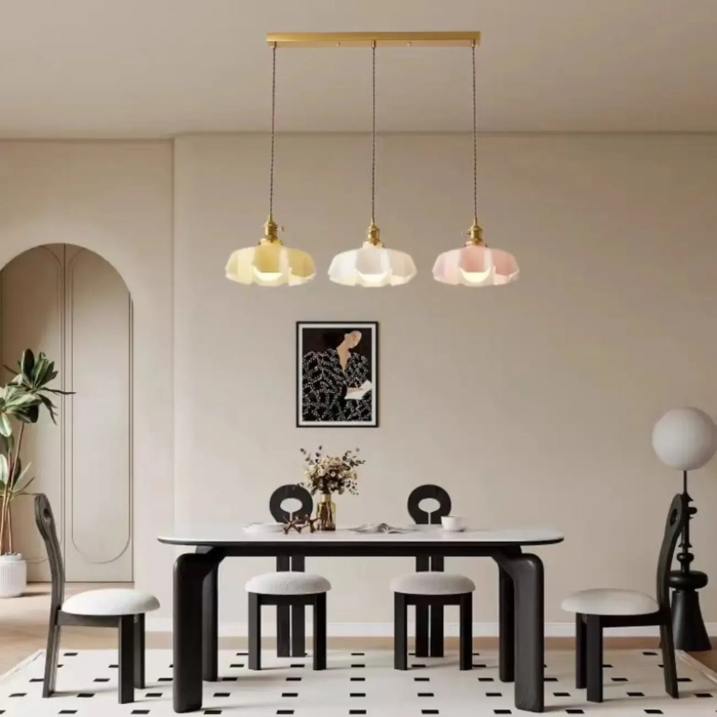 Colorful 3-Light Glass Island Pendant Lights for Kitchen