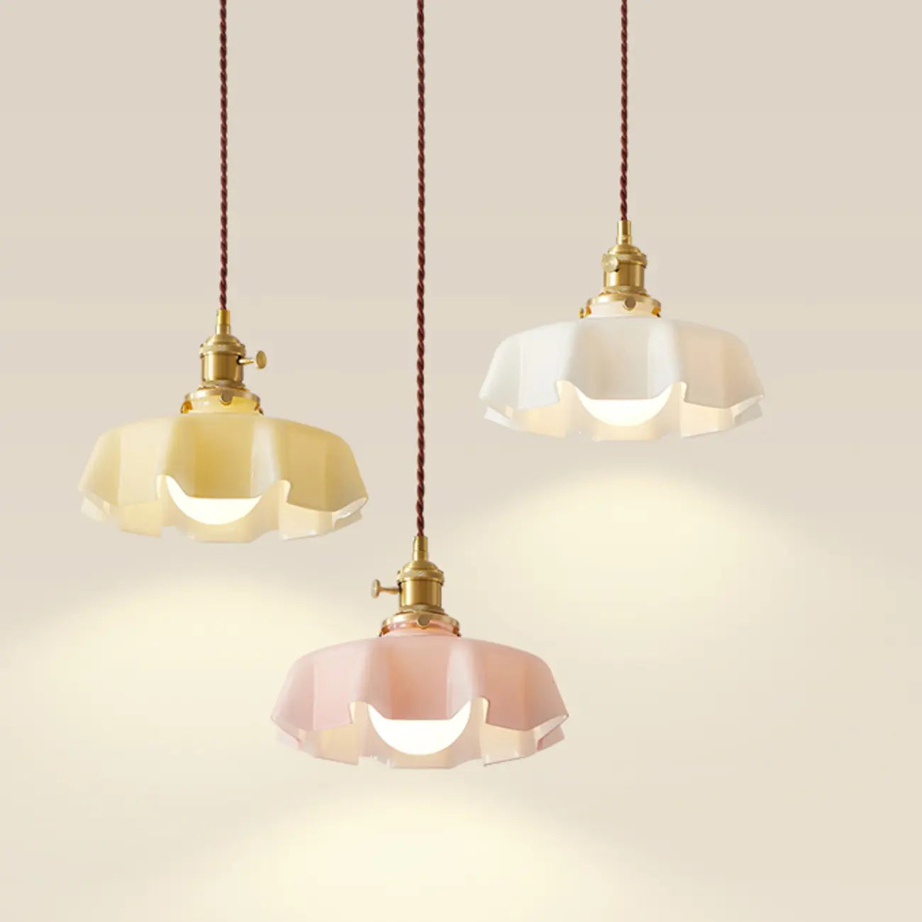 Colorful 3-Light Glass Island Pendant Lights for Kitchen