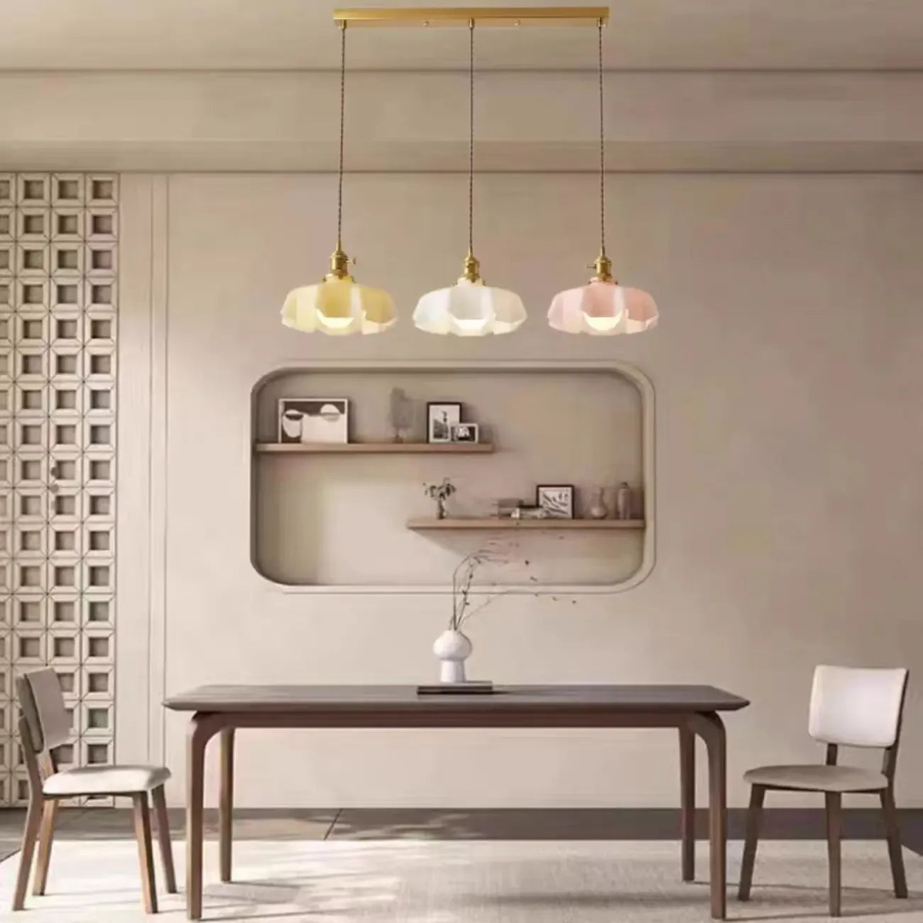 Colorful 3-Light Glass Island Pendant Lights for Kitchen