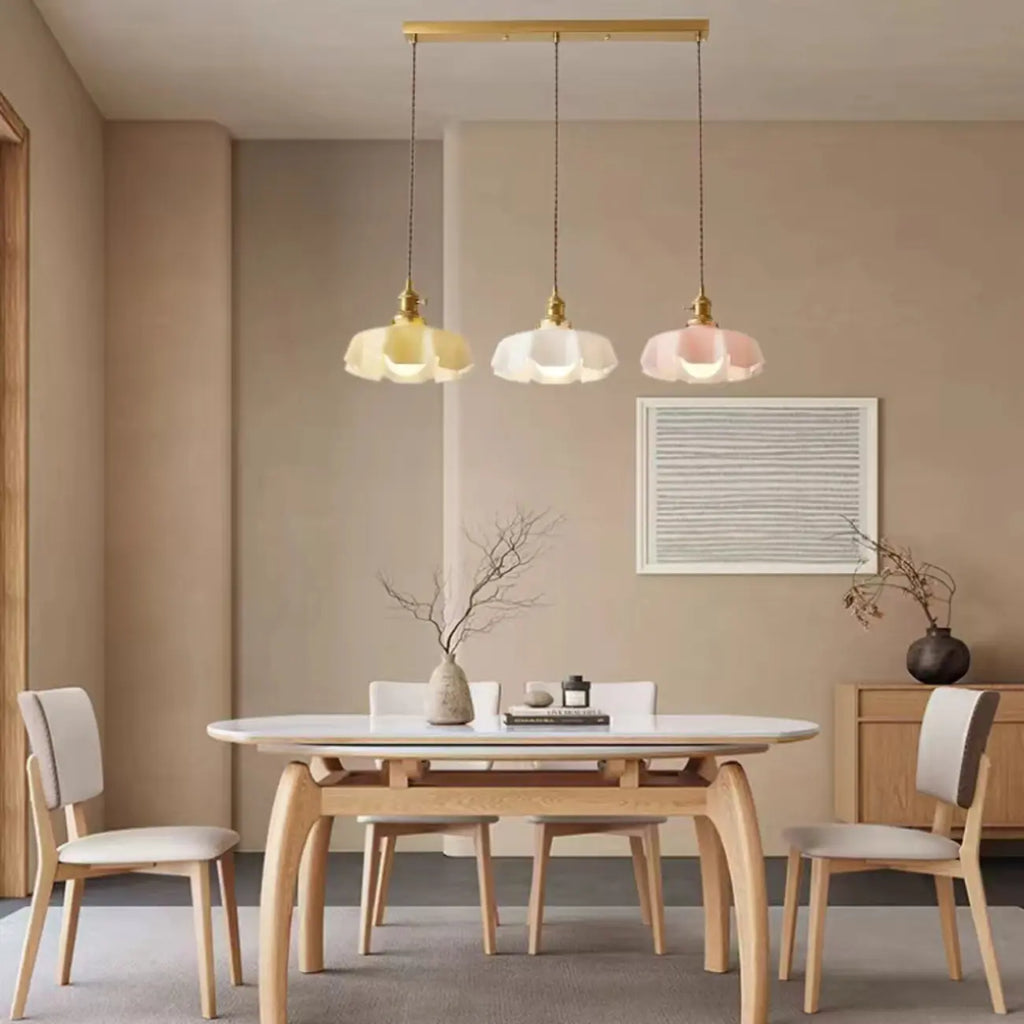 Colorful 3-Light Glass Island Pendant Lights for Kitchen
