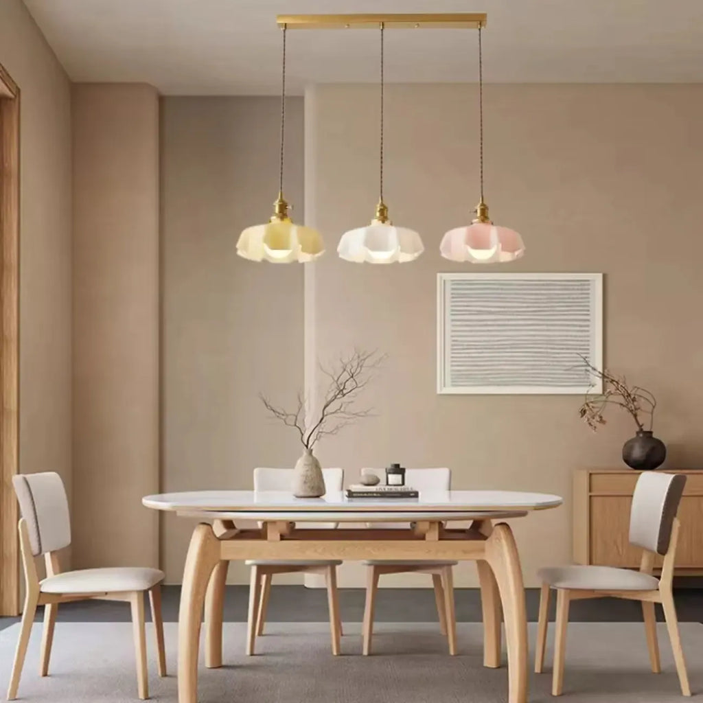 Colorful 3-Light Glass Island Pendant Lights for Kitchen