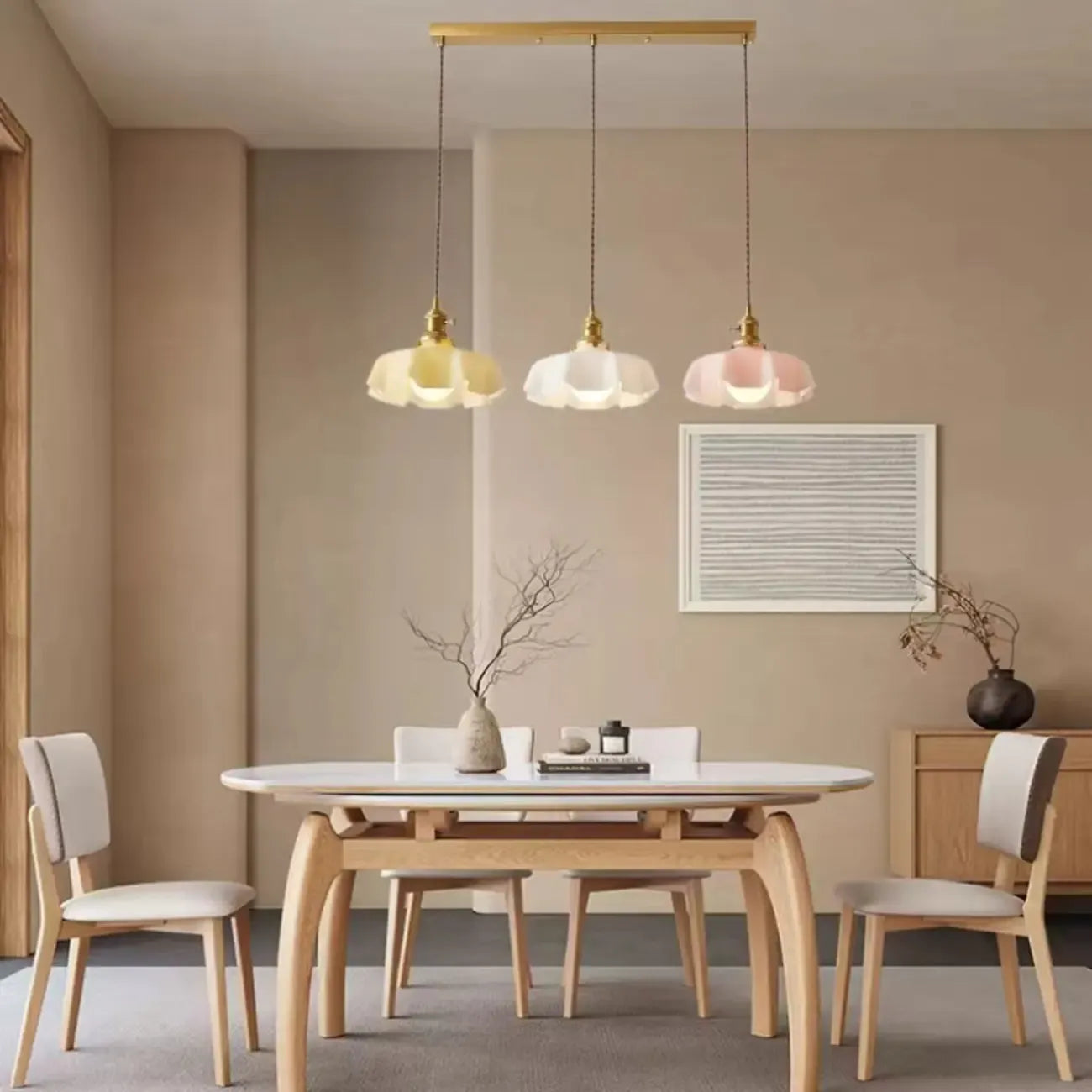 Colorful 3-Light Glass Island Pendant Lights for Kitchen