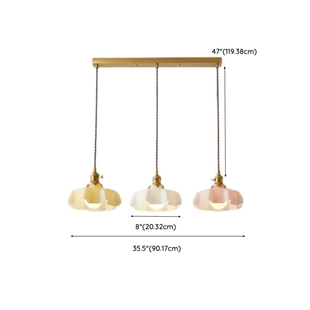 Colorful 3-Light Glass Island Pendant Lights for Kitchen