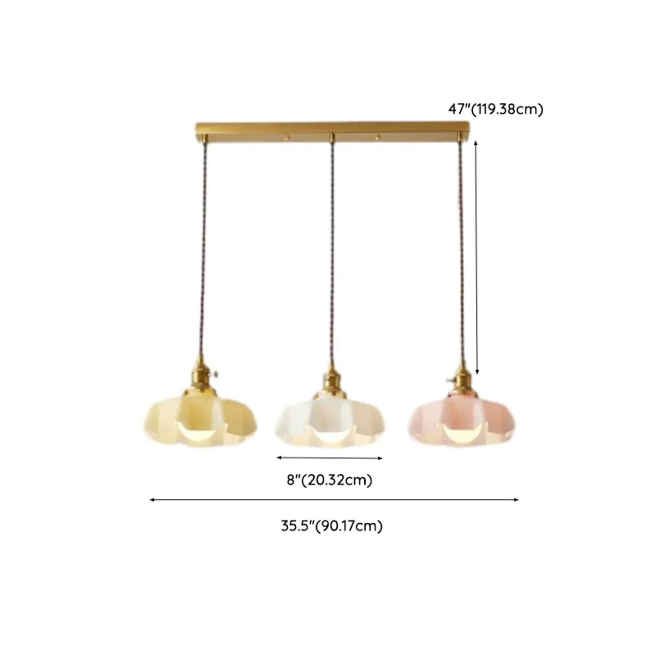 Colorful 3-Light Glass Island Pendant Lights for Kitchen