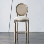 White French Country Solid Wood Counter Bar Stools with Back