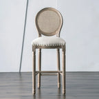 White French Country Solid Wood Counter Bar Stools with Back