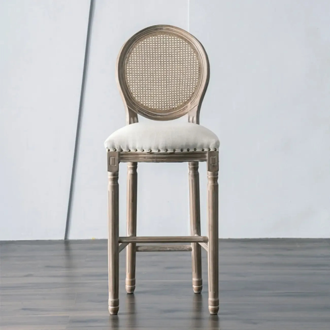 White French Country Solid Wood Counter Bar Stools with Back