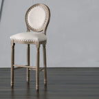 White French Country Solid Wood Counter Bar Stools with Back